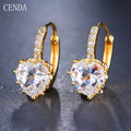 Cenda Trendy Cartoon Orthodox Shimmery Love Heart CZ Crystal Gold Color Stud Earrings for Women Anniversary