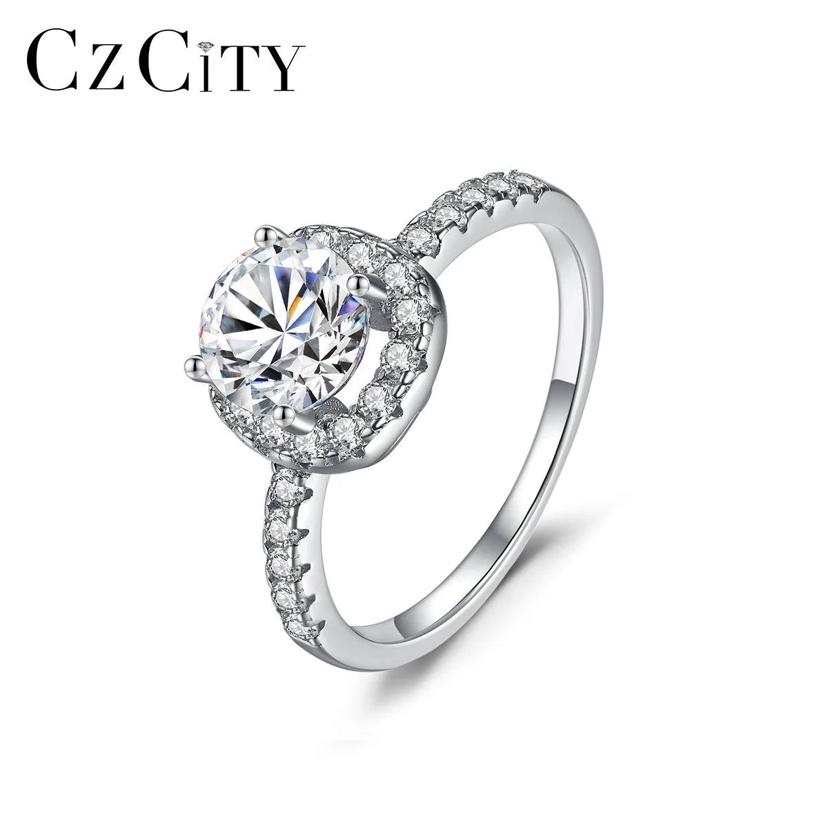 CZCITY Diamond Shaped Wedding Woman Moissanite Engagement 2026 New Rhodium White Gold Moissanite Eternity Ring
