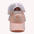 Private Brand Customized 3D Embroidered Pink 5-Panel Hip Hop Casual Outdoor Decorated Strip Trucker Caps