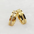 Wedding Rings for Men and Women Lover's Western Designer Jewelry 18k Gold Plated Emery Frosted Stainless Steel Couples Ring