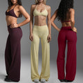 YIYI Wholesale Soft Butter Fabrics Athletic 2pcs Suits Sexy Halter Backless Bra Straight Leg Yoga Pants Workout Sets for Women
