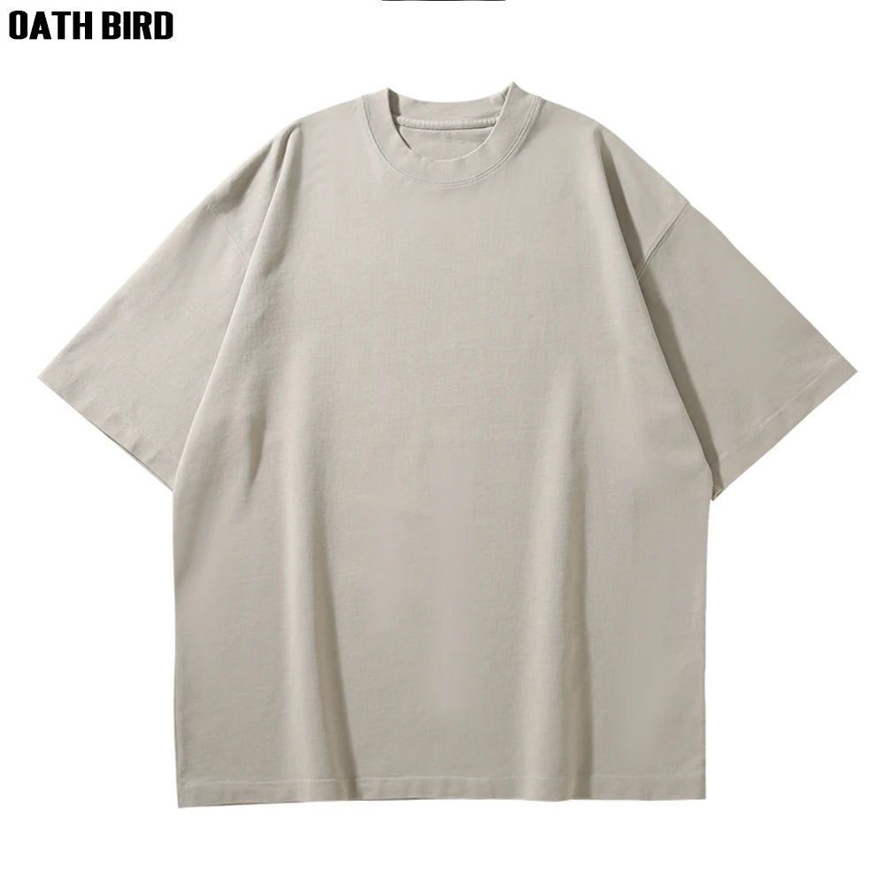 High Quality Men Luxury Custom Heavy 100% Cotton Camisetas Oversize T Shirt Blank Mock Neck Heavyweight Oversized Boxy T Shirt