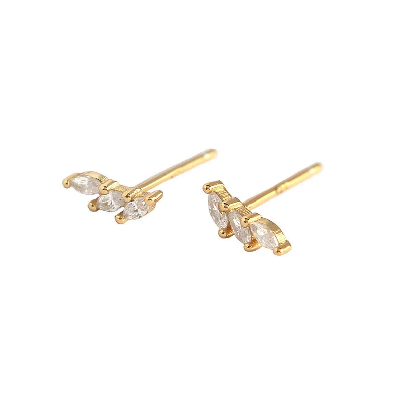 YHE0367 100% 925 Sterling Silver Horse Eye Zircon Earrings Stud Gold Plated Huggie Zircon Earrings Stackable Ear Jewelry 2021