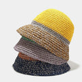 Custom Summer Outdoor Foldable SunHat Women Sun Hat Lady Hand Crochet Colour Paper Straw Bucket Hat