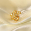 3 Layered Beaded Rings 18k Gold Plated Moon Star Opening Rings Custom Stainless Steel Finger Jewelry Ring for Women