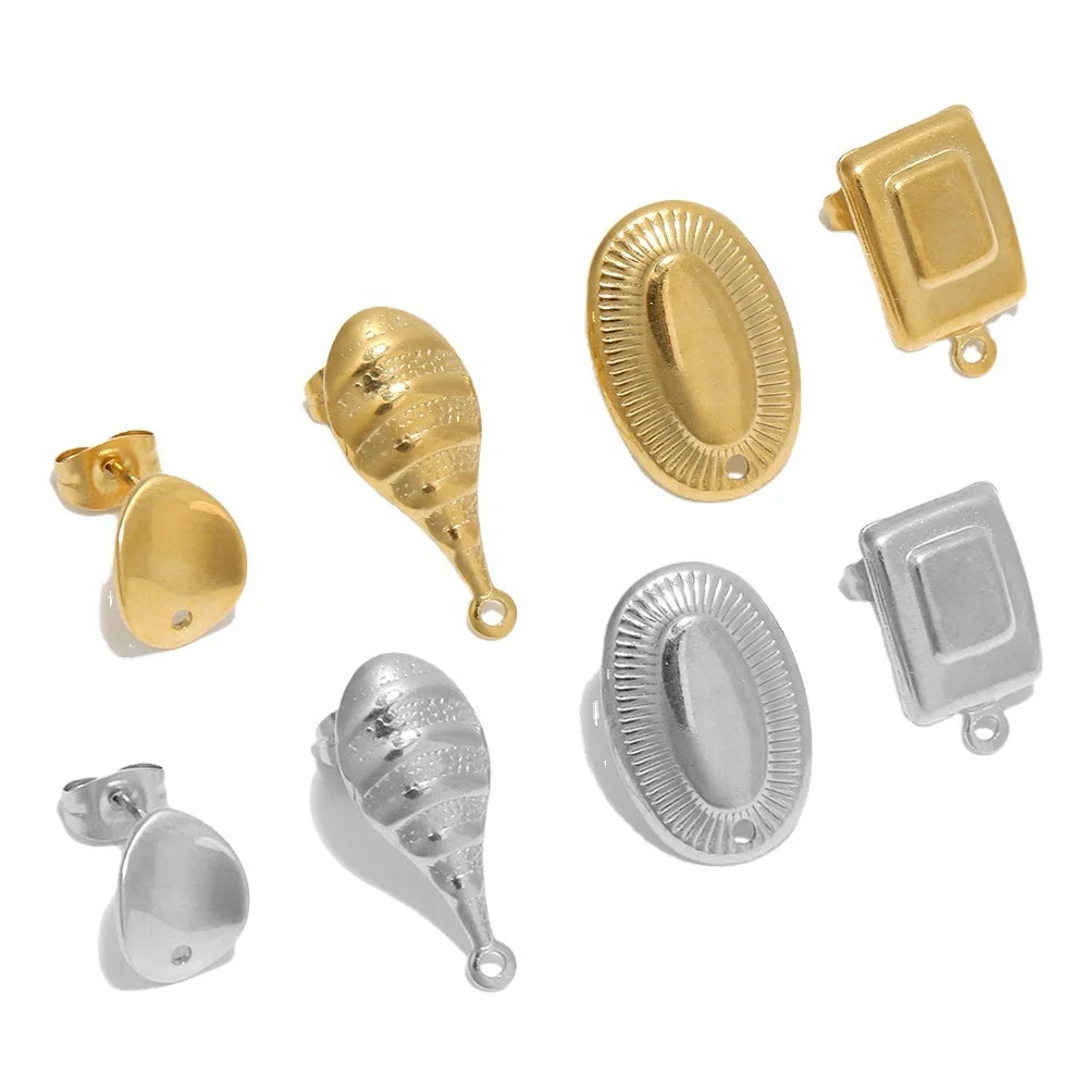 Gold Color Stainless Steel Classical Stud Posts for DIY Earrings Pendants Jewelry Making Dangle Charms Components