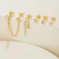 6Pcs Elegant 3A Zircon Earrings for Wedding and Valentine S925 Silver Studs Jewelry Sets