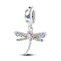 925 Sterling Silver Summer Dragonfly Pendant with Zircon Fashion Jewelry for Women's Party Gift Number Pattern Design