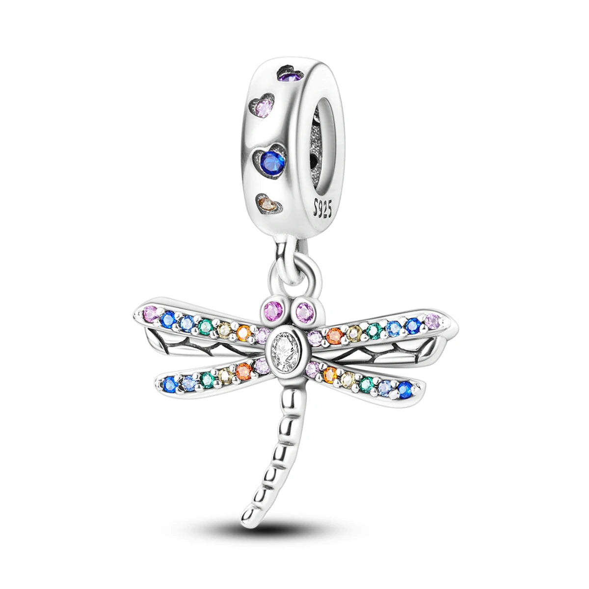 925 Sterling Silver Summer Dragonfly Pendant with Zircon Fashion Jewelry for Women's Party Gift Number Pattern Design