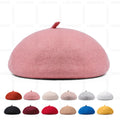 Fashion Custom Embroidery Logo  Women Plain Wool Beret Hats Autumn and Winter Thick Novelty Wool Warm Beanie Hat