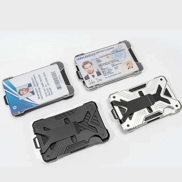 New Design Slim Aluminum RFID  With Clear ID Window Minimalist Wallet Metal Card Holders Custom logo and Design