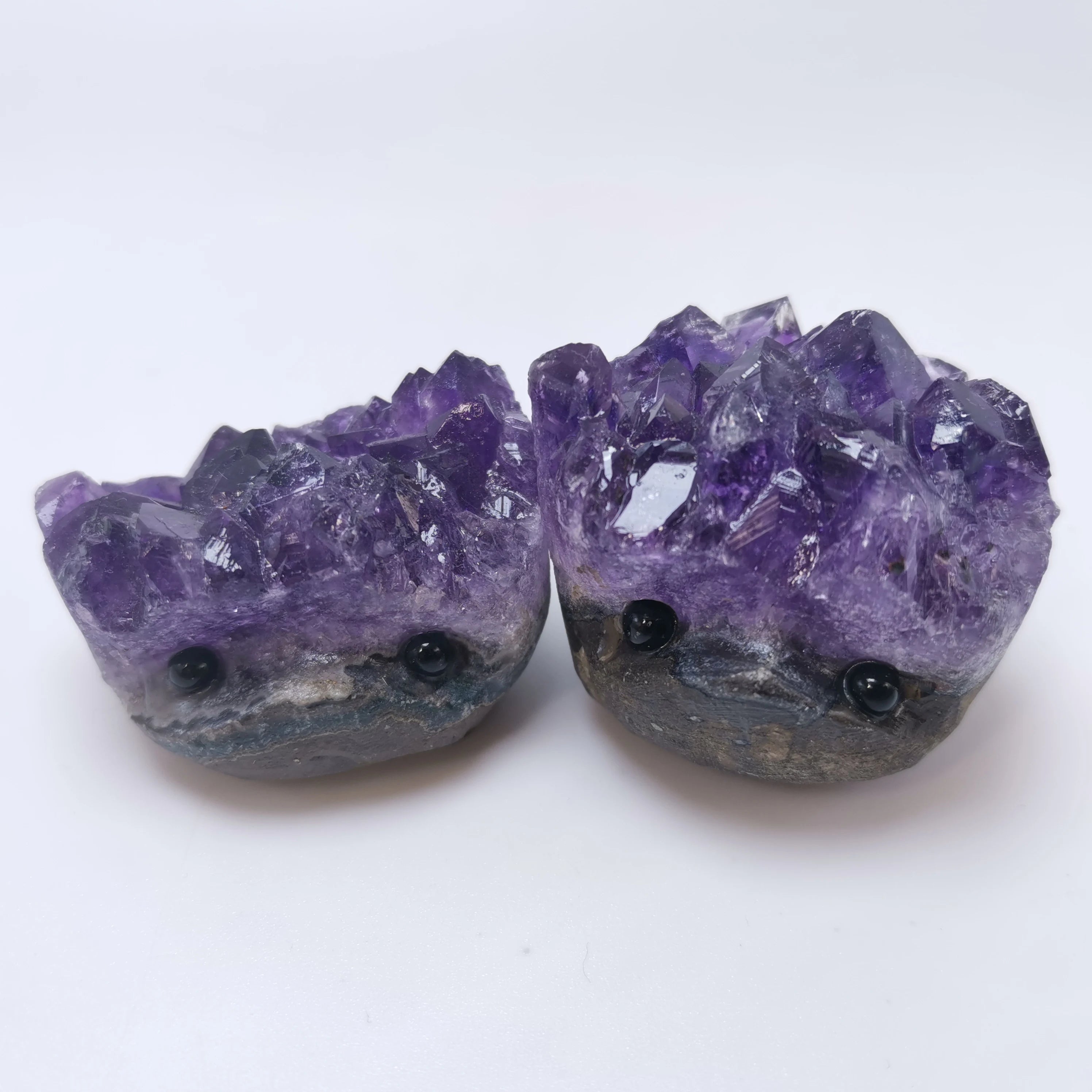 Wholesale Hot Sell Natural Hand Carved Chakra Amethyst Hedgehog  Lovely Crystal Healing Crafts Crystal Amethyst Hedgehog