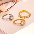 JUSNOVA 18k Gold Stainless Steel Zircon Rings Classic Style Wholesale Non-Tarnish Earrings for Female