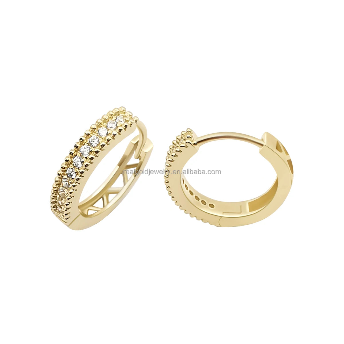 Fashion 9K Pure Solid Gold Cubic Zircon Earrings Women Jewelry Wedding 9k Real Gold Cartilage Earrings