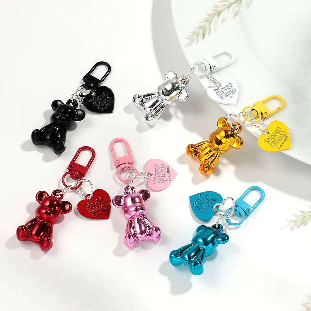 Hot Selling Unisex Key Chain Cute Cartoon Bear Pendant Trendy Colorful Metal Acrylic Key Ring Fashionable for Weddings Parties