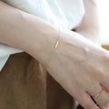 Minimalist Simple INS 14K Gold Plating Pure 925 Sterling Silver Thin Chain Bracelets for Women Girls Jewelry
