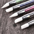 Kemeisi 2 Ways Silicone Nail Art Acrylic Pen Brushes Set Aluminum Ferrule Easy Apply Rhinestones Design Sculpture Carving 3D