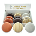 Private Label Wood Grain Round Double-sided Makeup Mirror Mini Round Compact Cosmetic Mirror