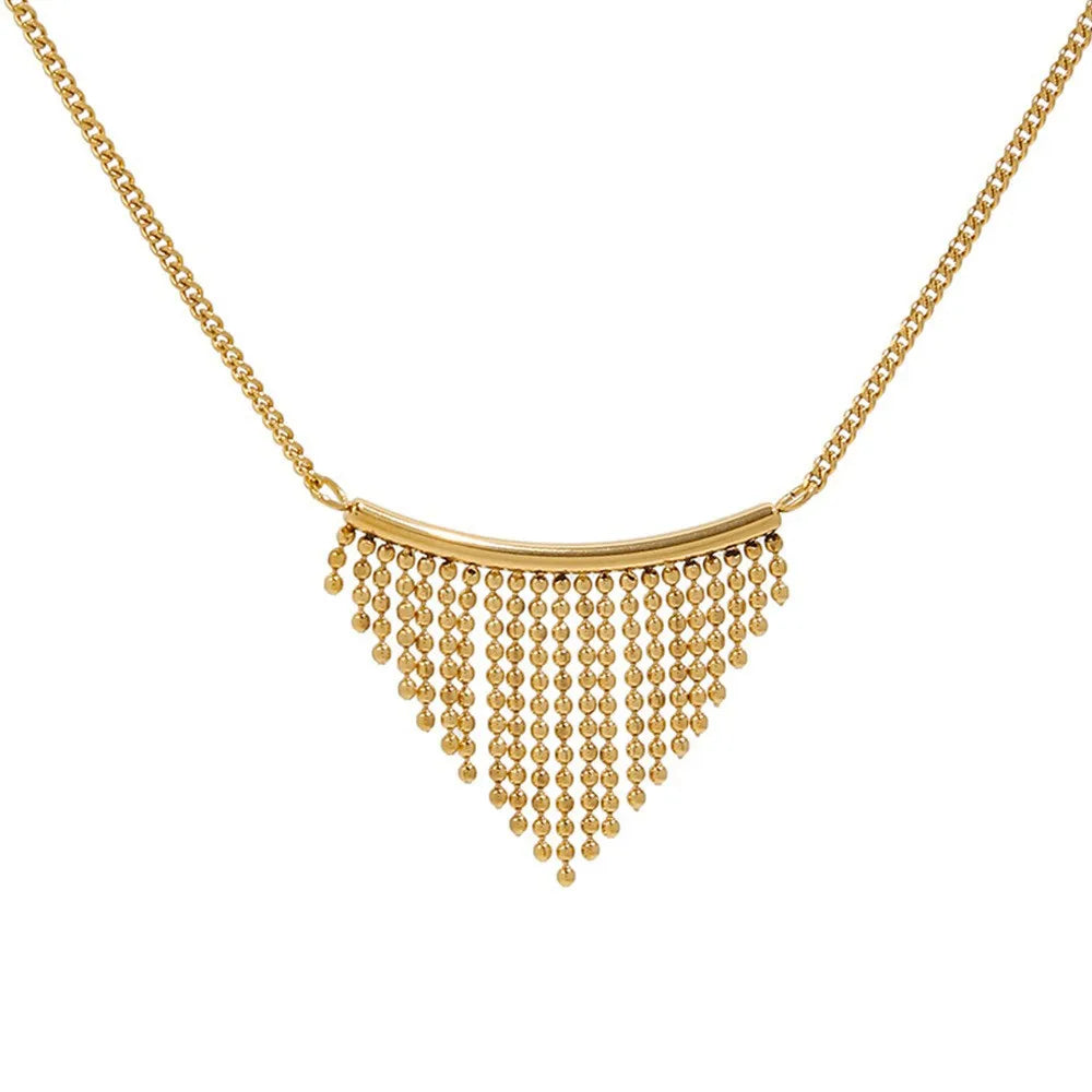 Joyas Ins Custom Charm Gold Plated Bohemian Necklace Choker Jewelry Waterproof Stainless Steel Tassels Women Necklace