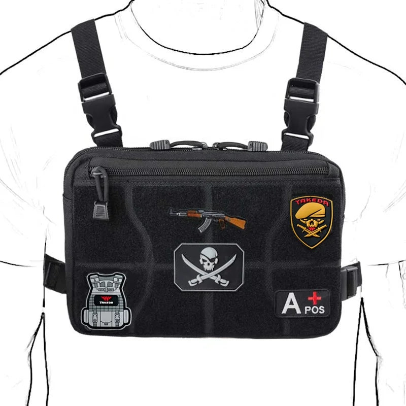 YAKEDA Custom Logo Black Utility Crossbody Tactico Pechera Para Pecho Porta Tactical Rig Chest Bag for Men