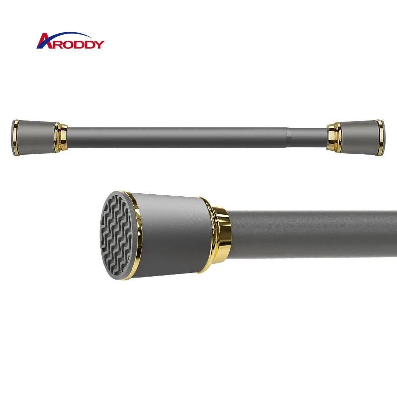 ARODDY 161.4-196.6inch Extendable Metal Curtain Rod Without Drilling Iron Adjustable Folding Decorative Room Curtain Pole Rod