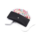 Black Pattern Inside Leather Glasses case with Snap Closure