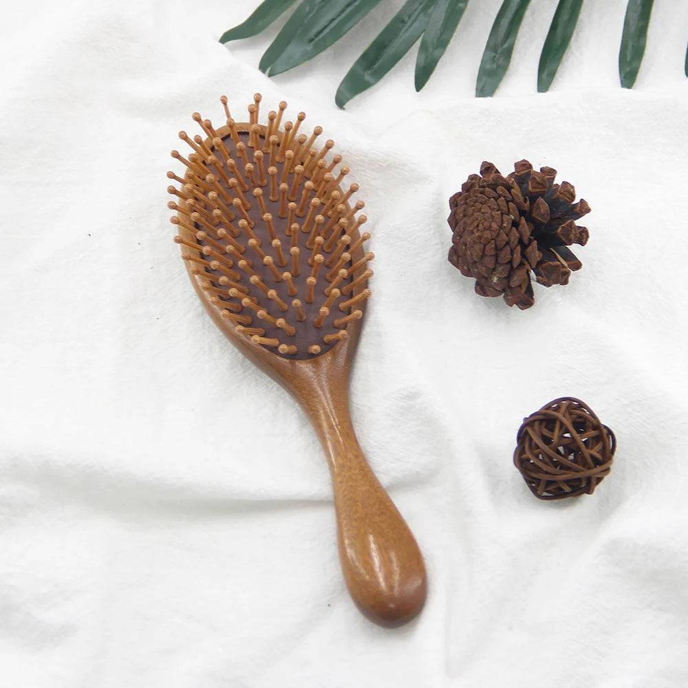 Custom Wooden Hair Brush with Soft Teeth Natural Scalp Massager for Hair Growth for Women Use in Salons