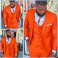2025 New Orange Notch Lapel Men Suits Costume Homme Wedding Dress Tuxedos Terno Masculino Slim Fit Groom Prom Party Blazer 3 Pcs