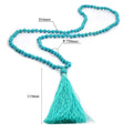 Fashion Handmade Women Bohemian 6mm Turquoise Stone Beads Tassel Pendant Necklace Jewelry