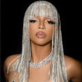 Personality Exaggerated Rhinestone Long Tassel Hair Hoop Headdress Punk Hair Hoop Body Chain Jewelry Stainless Steel