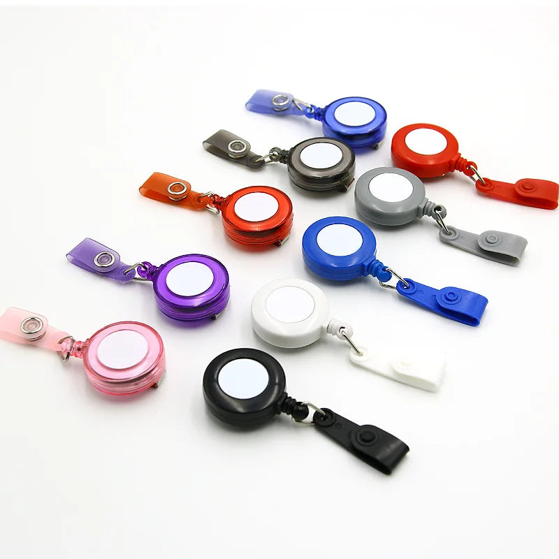Custom Plastic Retractable Badge Reel Metal Clip with ID Card Keychain Badge Holder for Promotion