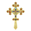 HT 31cm Orthodox Blessing Cross Metal Crucifix Orthodox Handheld Cross Church Decoration Religious Gift Blessing Prayer Baptism
