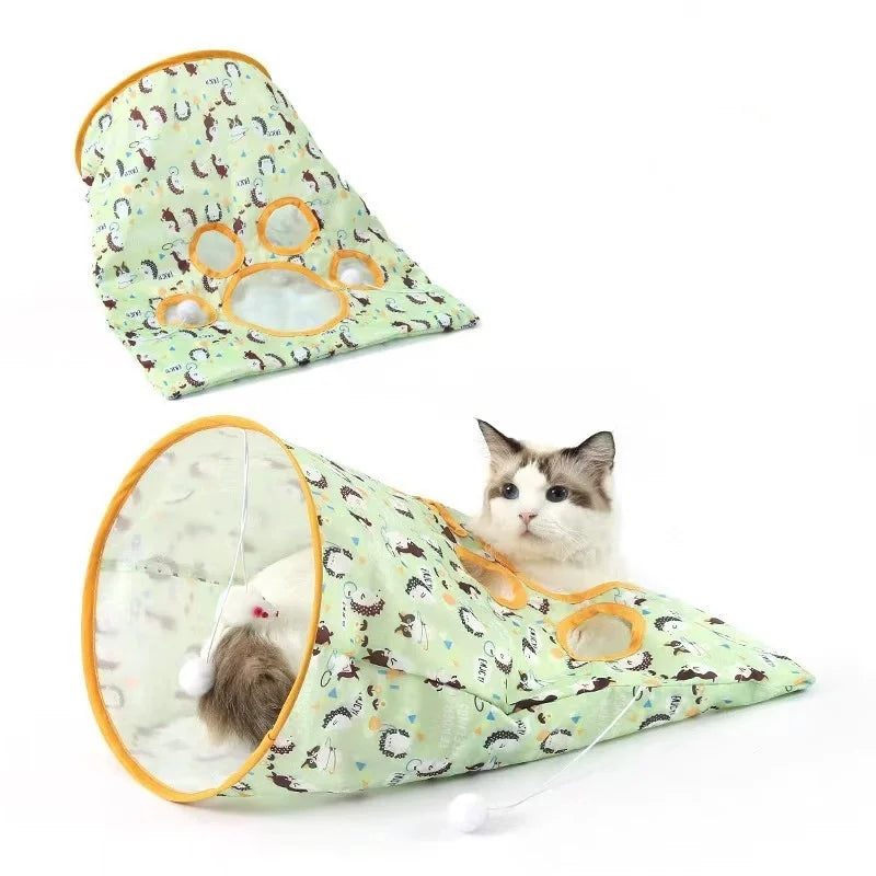 2025 New Rich Eco-Friendly Cartoon Cat Play Tunnel Bags Self Interactive Toy Model RMTD0011 30x50x44.5cm for Indoor Use