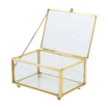 Rectangular Transparent Glass Jewelry Box Wedding Ring Box Geometric Clear Glass Jewelry Organizer Holder Tabletop Container