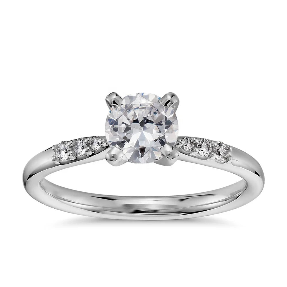Round CZ Engagement Ring | Sterling Silver Women Wedding Ring