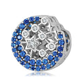 Blue Moon Hugs Shining Stars Round Shape Charm 925 Sterling Silver Bead with CZ for Women Fine Charm Beads Jewelry Bracelet
