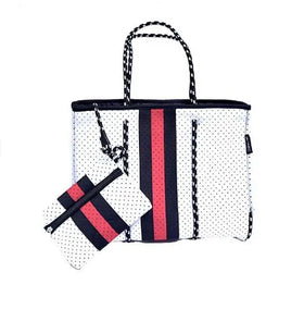 2026 New Style White Neoprene Casual Tote Handbag Women's Beach Bag with Customized Logo Wholesale Size 15