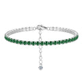 Fine Jewelry Cubic Zircon Adjustable Size Real S925 Sterling Silver Green Round 2.5mm Tennis Bracelet for Women Party Wedding