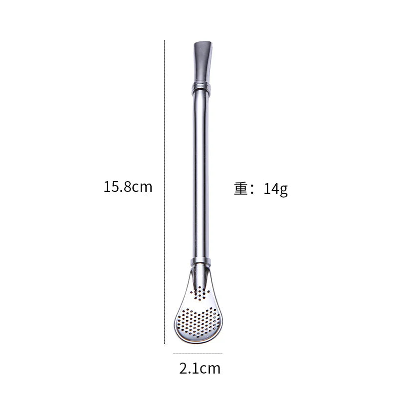 Reusable Stainless Steel Yerba Bubble Tea Drinking Straws with Bar Mat Spoon Accessories