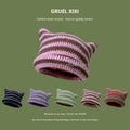 Contrasting Cowhorn Handwork Winter Crochet Hat Cat Ear Shape Cute Unisex Beanie Fashion Acrylic Knitted Hat for Women