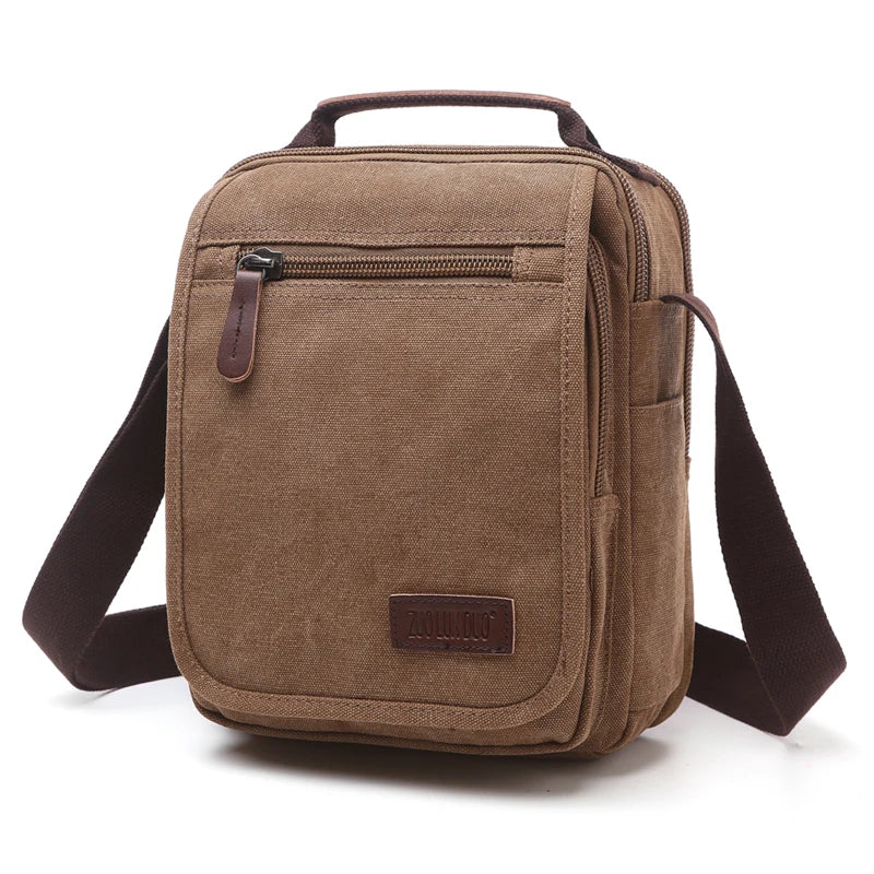 Mens Mini Canvas Single Shoulder Bag Small square Black Crossbody Messenger Bag Sport Shoulder Bag Men