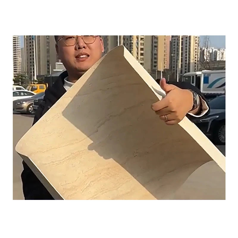Modern Beige MS MCM Travertino Flexiblestone Cladding for Outdoor Entertainment Waterproof Exterior Wall Design European Style