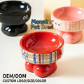 High-Feet Ceramic Cat Bowl Cute Food Basin with Neck Protection Special Rice Bowl for Cats Dogs Solid Pattern High Beauty Value