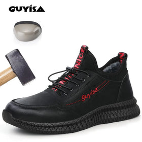 GUYISA Keep Warmer CE Steel Toe Industry Professional Anti Skid Red Rubber Outsole Work Safety Shoes Men