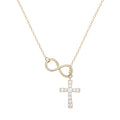 Minimalist 925 Sterling Sliver Fine Jewelry Zircon CZ Infinity Cross Pendant Necklace for Women 18K Gold Plated