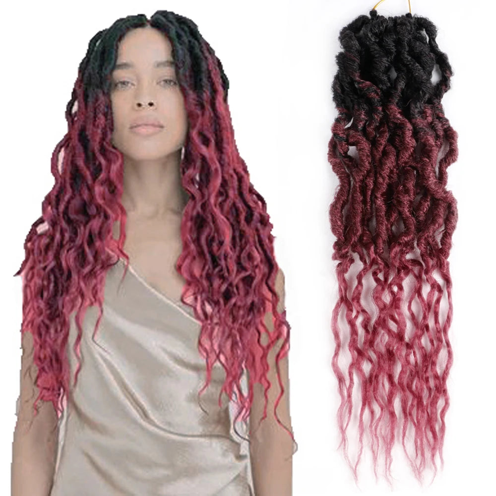 Wave Gypsy Locs Crochet Hair 24 Inch Gypsy Locs Wavy Synthetic Braiding Gypsy Goddess Faux Queen Locs