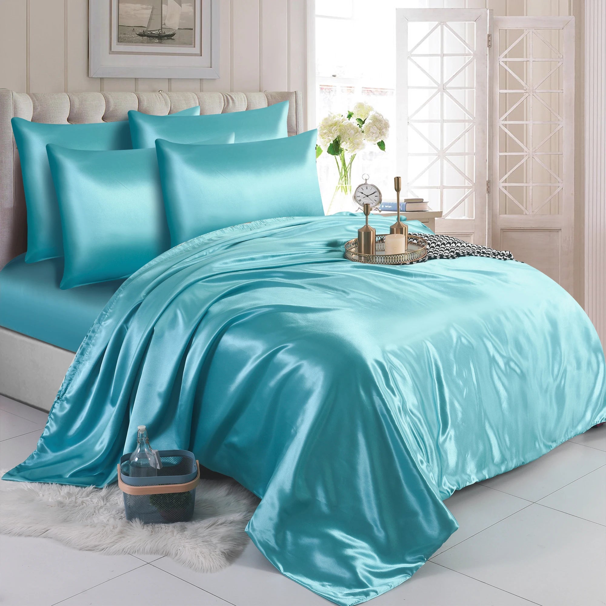 Luxury Super Soft Woven Silk/Linen Bedding Set 3Pcs Satin Duvet Cover Set Anti-static 200TC European Style Customizable Home