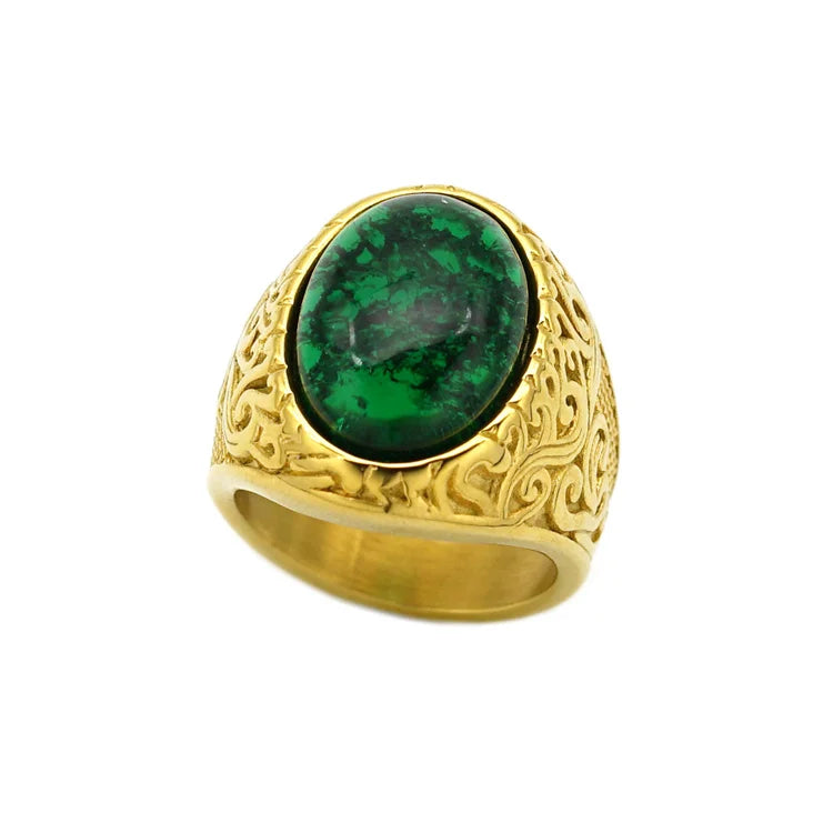 Fashion Fine Stainless Steel Finger Ring Jewelry Gemstone Charm Rings Men