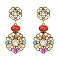 Vintage Gold Colorful Crystal Dangle Earrings for Women Party Gift Bohemian Ethnic Statement Earrings