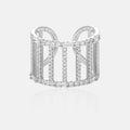 FUAMAY Fashion 925 Sterling Silver Open Adjustable Rings for Women Minimalist Pave Hollow Wide Ring